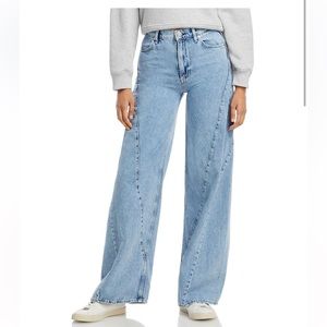 Rag and Bone Cotton Sofie Spliced High Rise Wide Leg Jeans in Alisha
